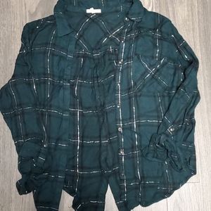 Hubter Green and Silver Plaid Button Down